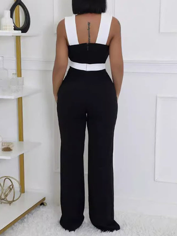 Zweifarbiger ärmelloser Jumpsuit
