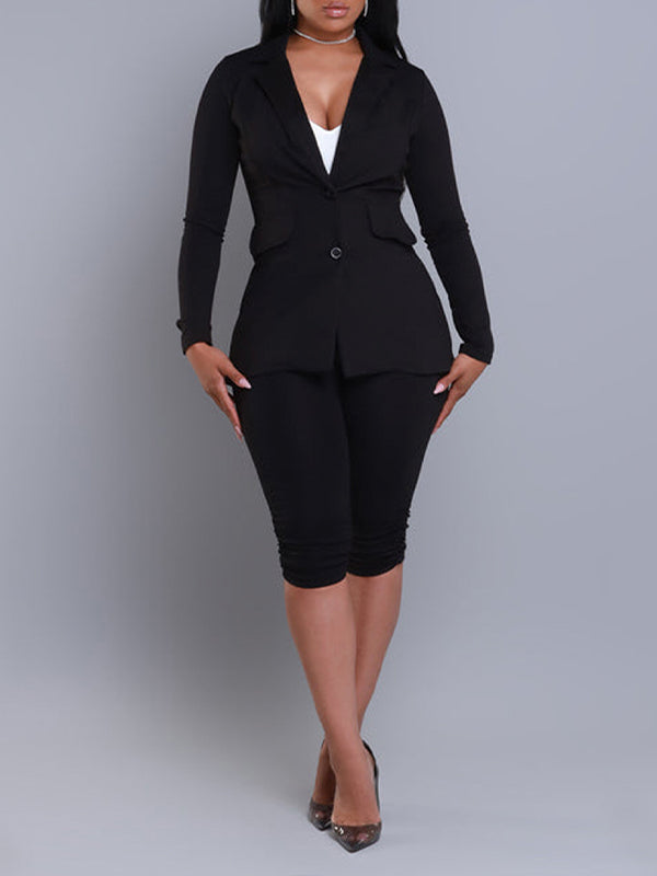 Indiebeautie – Einfarbiges Blazer- und Bikershorts-Set