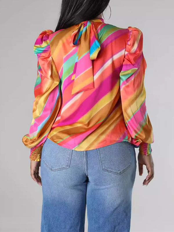 Haut imprimé à col noué