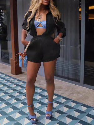 Indiebeautie – Transparentes Set aus Hemd und Shorts