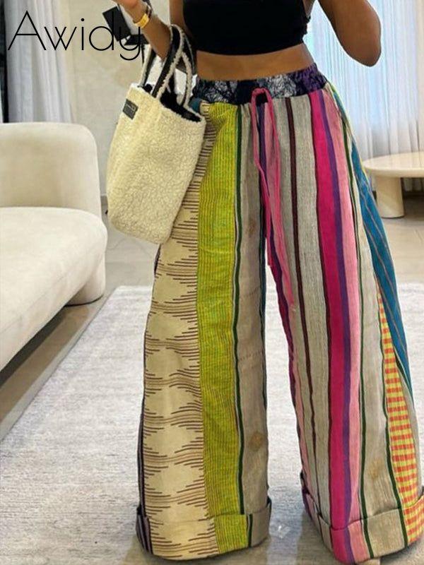 Printed Wide-Leg Pants Multicolor