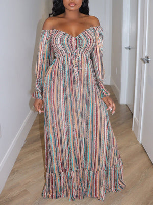 Robe imprimée à épaules dénudées Indiebeautie