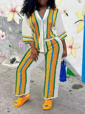 Indiebeautie – Gestreiftes Strickhosen-Set