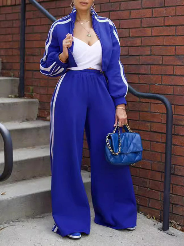 Set aus Jacke mit Seitenstreifen und Hose mit weitem Bein