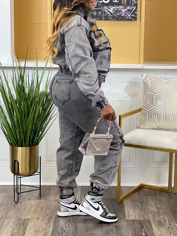 Set aus Jeans-Cargojacke und Hose
