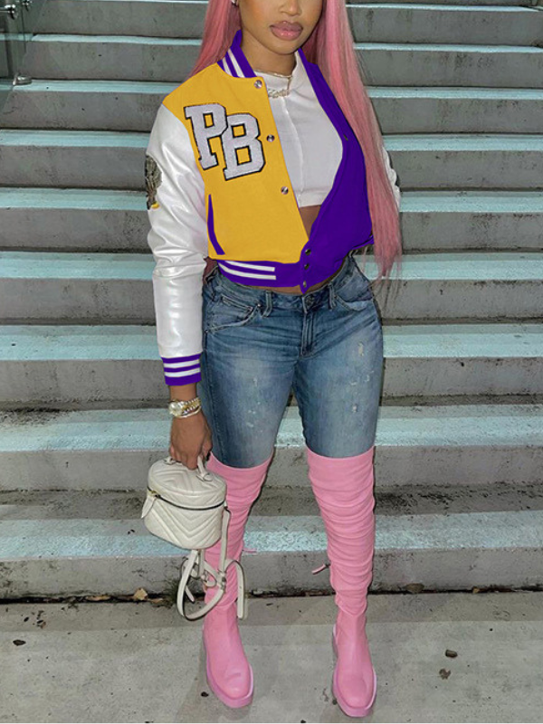 Colorblock Combo Bomber Jacket--Clearance