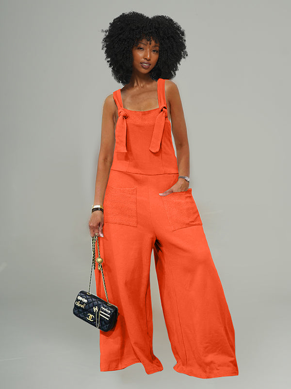 Tied Wide-Leg Overalls