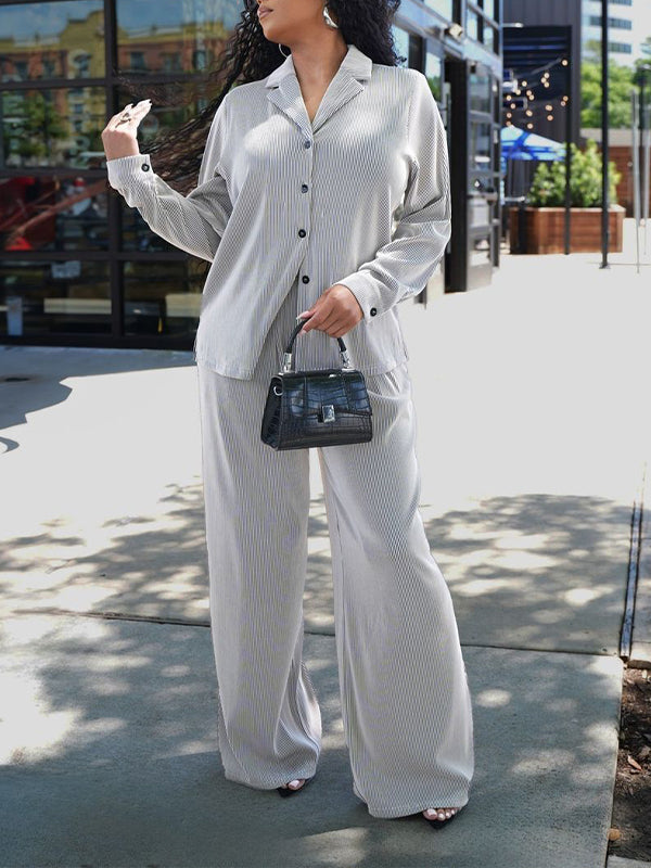 Button-Front Shirt & Pants Set--Clearance