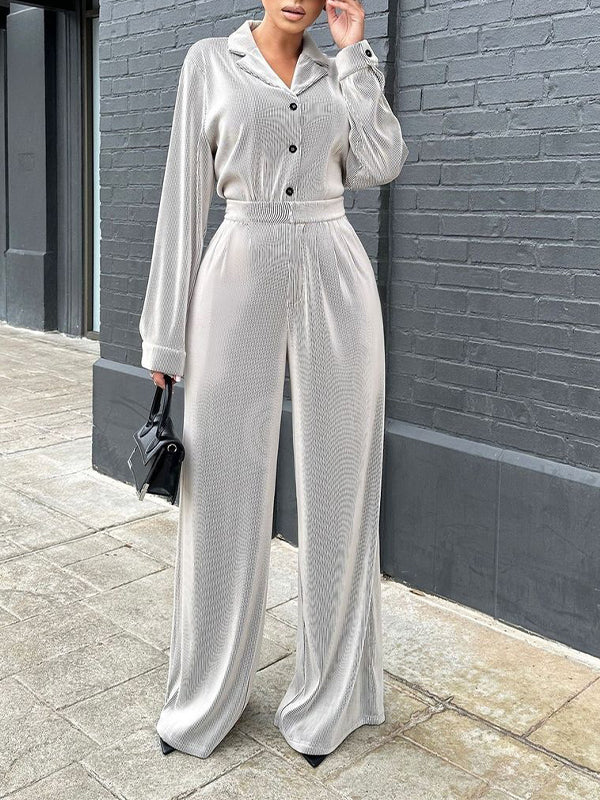 Button-Front Shirt & Pants Set--Clearance