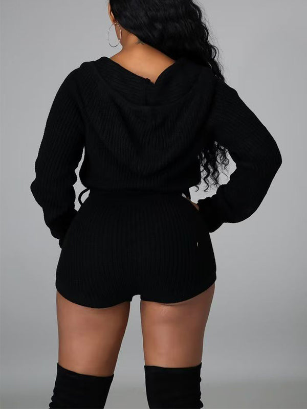 Combinaison à capuche zippée en tricot - Liquidation