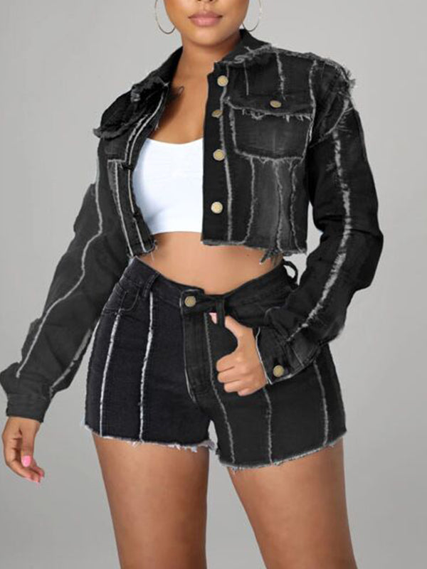 Veste en jean à franges - Soldes