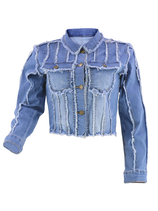 Veste en jean à franges - Soldes