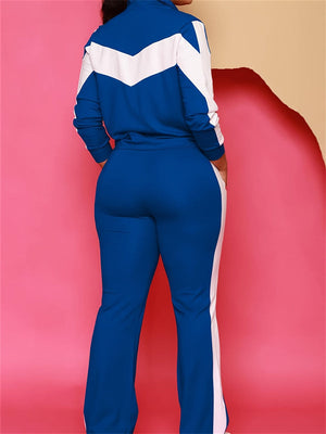 Zweifarbiges Set aus Jacke und Hose mit Reißverschluss vorne – Ausverkauf