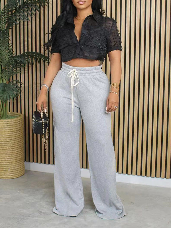 Indiebeautie – Einfarbige Jogginghose mit weitem Bein