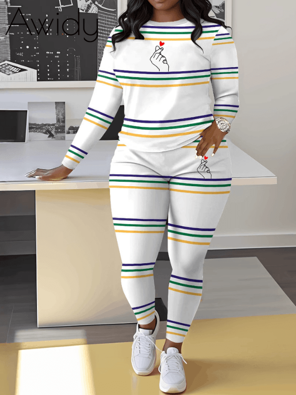 Stripe Tee & Pants Set--Clearance White S
