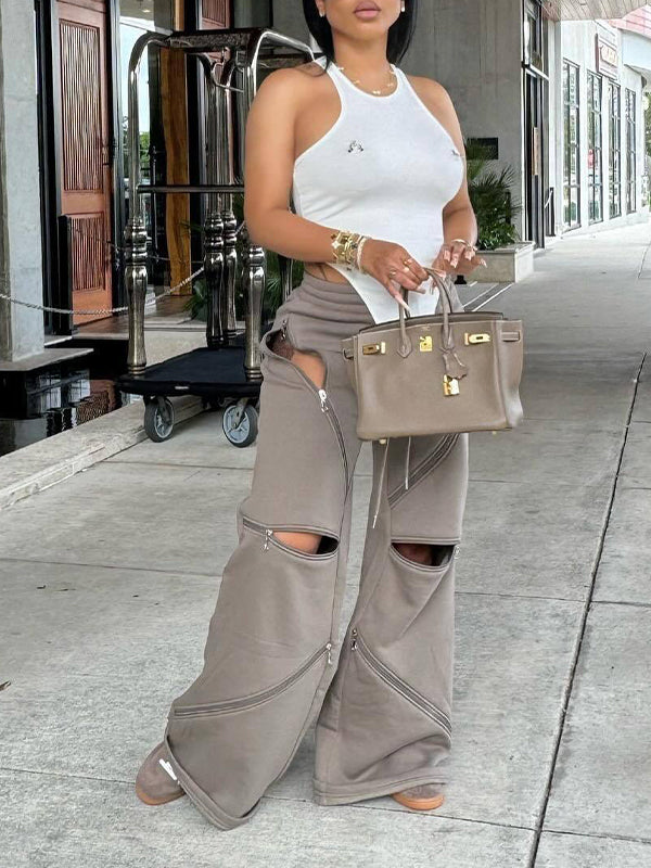 Indiebeautie – Einfarbige Hose mit Reißverschluss