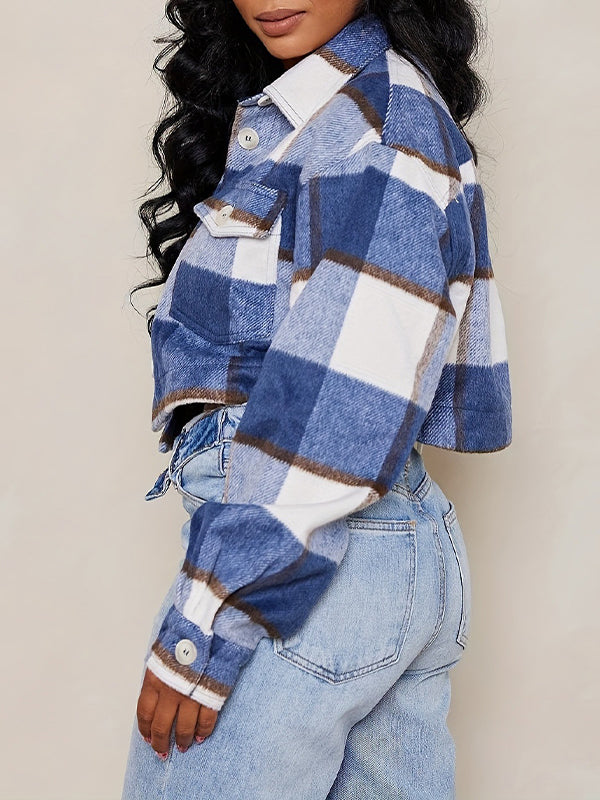 Plaid Button-Front Jacket--Clearance