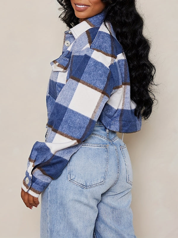 Plaid Button-Front Jacket--Clearance