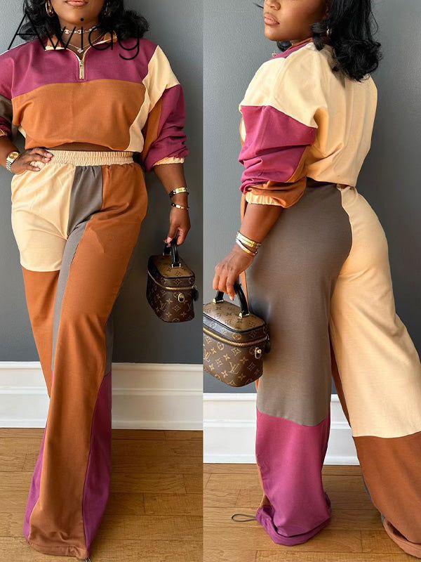 Colorblock Zip Top & Pants Set--Clearance Multicolor