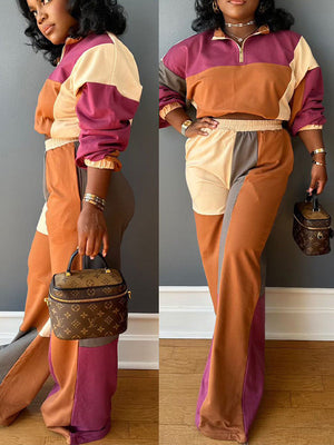 Indiebeautie – Set aus Oberteil und Hose mit Reißverschluss in Colorblock-Optik
