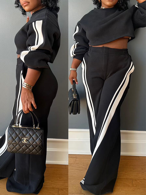 Ensemble sweat-shirt et pantalon à rayures