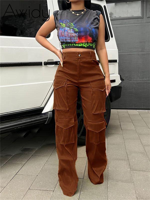Solid Cargo Pants--Clearance Brown S