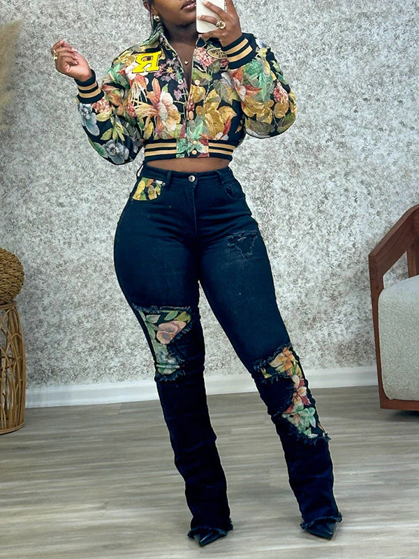 Printed Bomber Jacket--Clearance