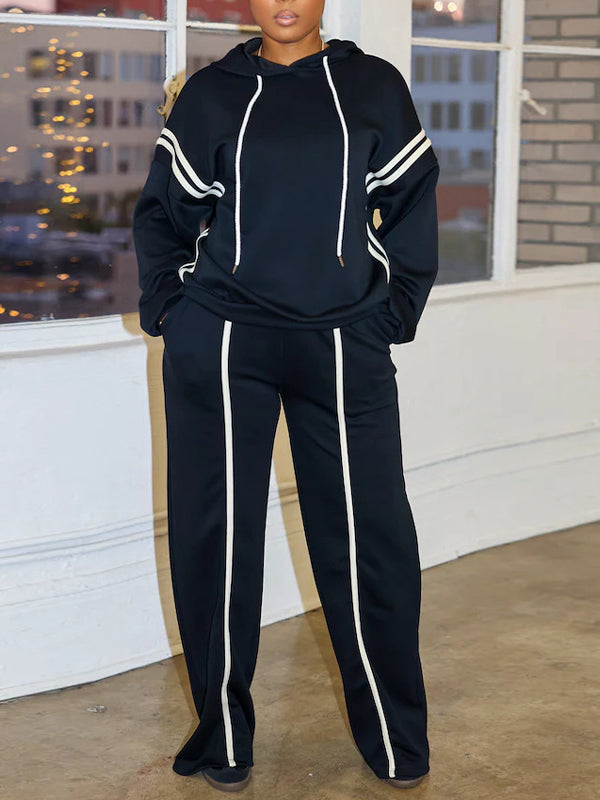 Gestreiftes Hoodie- und Hosenset