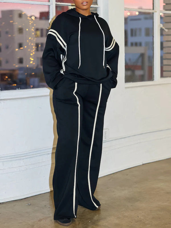 Gestreiftes Hoodie- und Hosenset