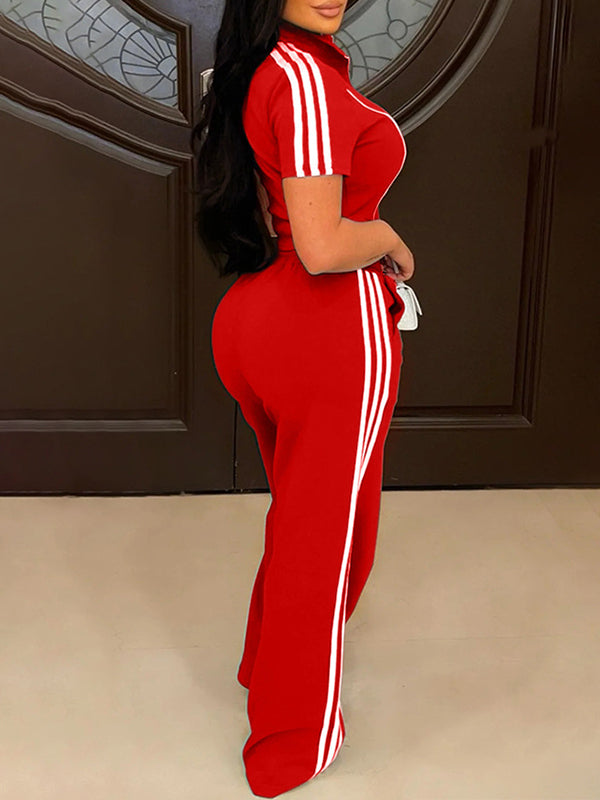 Indiebeautie Stripe Zip Top & Pants Set
