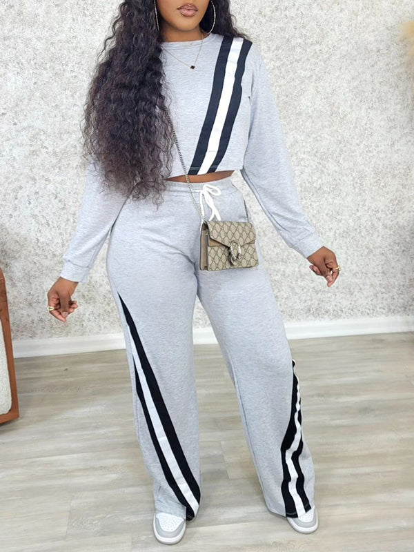 Indiebeautie – Gestreiftes Sweatshirt- und Hosenset