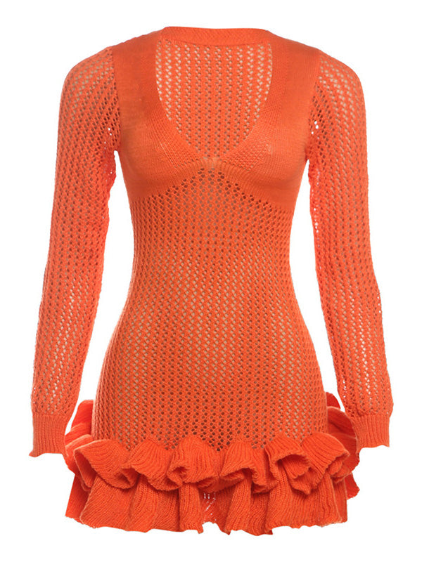 Robe en tricot à volants - Liquidation