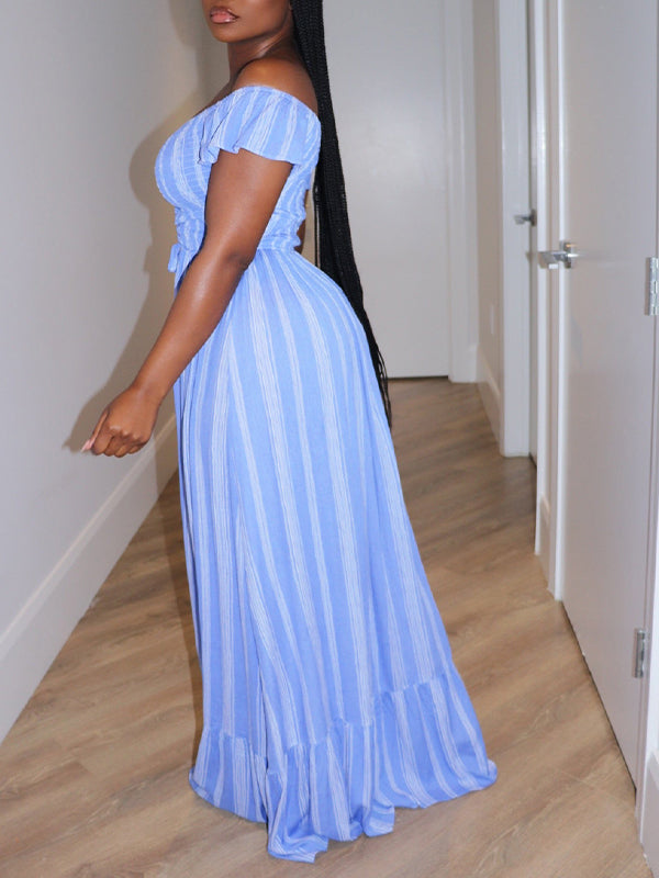 Indiebeautie – Gestreiftes, schulterfreies Kleid