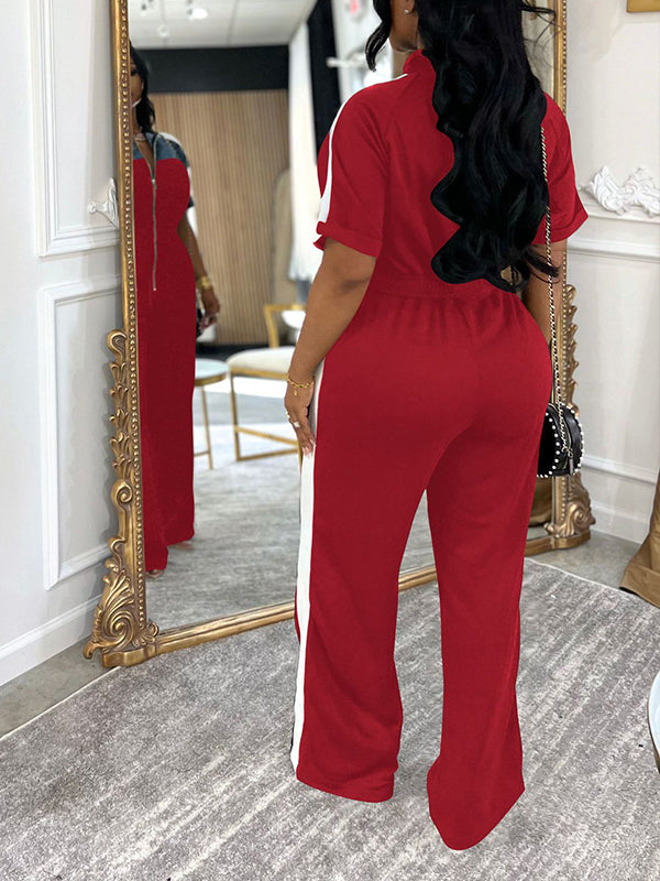 Indiebeautie Denim-Combo Zip-Front Jumpsuit