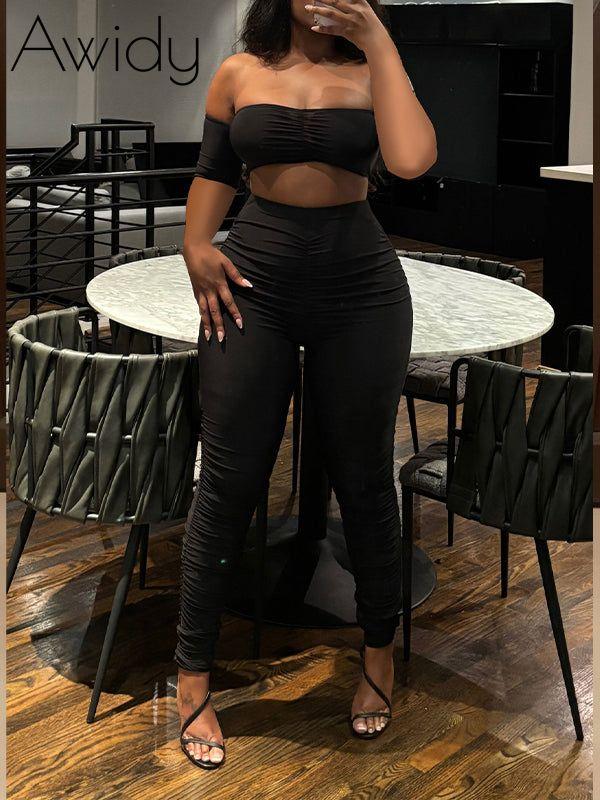 Ruched Bandeau Top & Pants Set