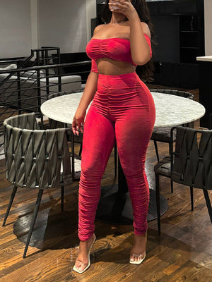 Ruched Bandeau Top & Pants Set