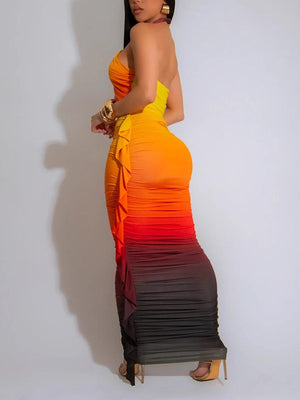 Indiebeautie – Set aus Neckholder-Top und Fransenrock mit Ombre-Muster