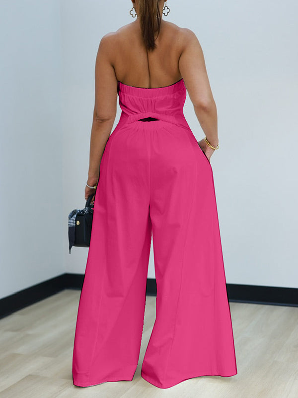 Solid Strapless Wide-Leg Jumpsuit