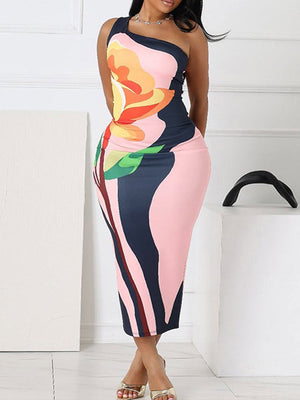 Indiebeautie – Bedrucktes One-Shoulder-Kleid