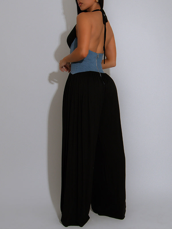 Indiebeautie Halter Combo Wide-Leg Jumpsuit