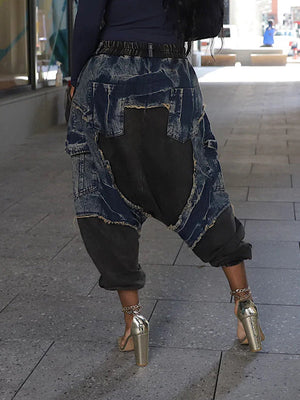 Indiebeautie – Haremsjeans mit Farbblock-Kombination