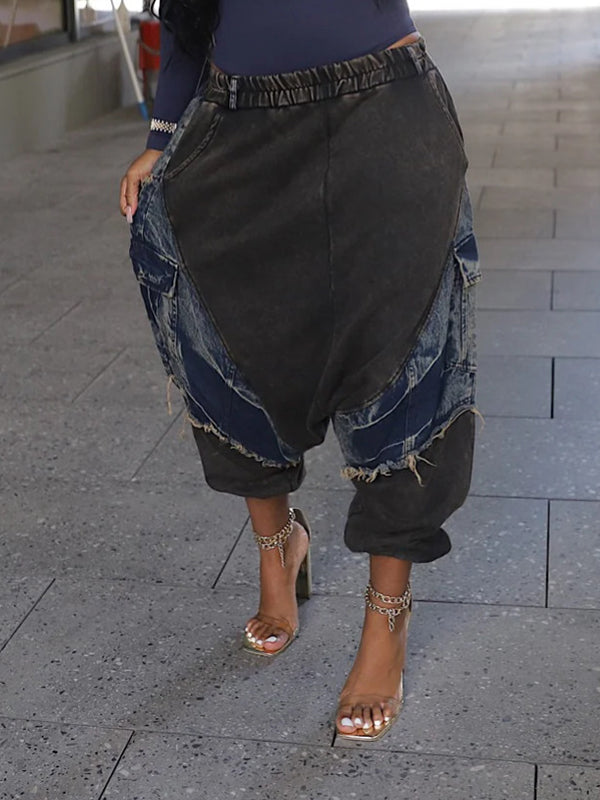 Colorblock Combo Harem Jeans