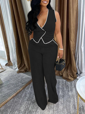 Indiebeautie – Set aus Weste und Hose mit Paspelierung