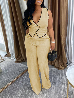 Indiebeautie – Set aus Weste und Hose mit Paspelierung