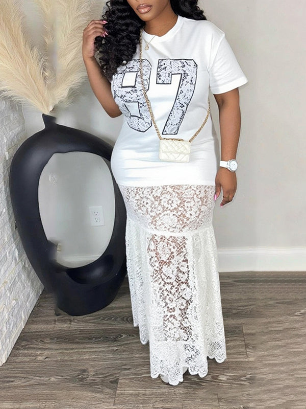 Robe imprimée en dentelle