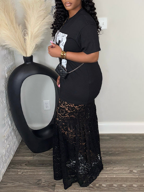 Robe imprimée en dentelle