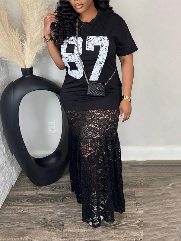 Robe imprimée en dentelle