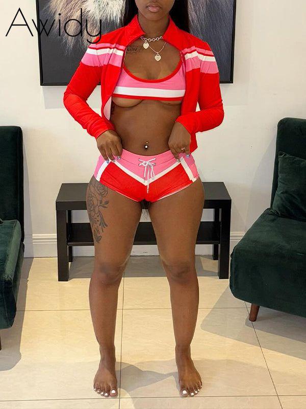 Colorblock Three-Piece Set Red