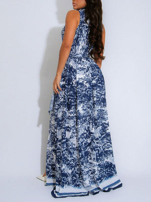 Bedrucktes ärmelloses Hemdkleid