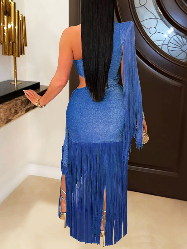 Robe asymétrique à franges Indiebeautie